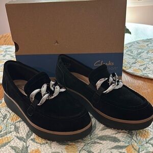Clarks Black Suede Loafer Size 7
